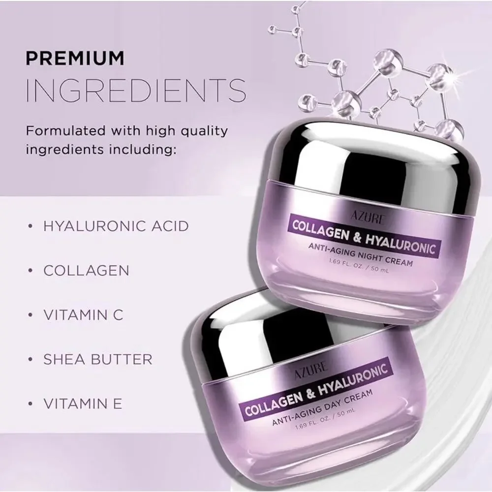 Azure Cosmetics Collagen & Hyaluronic Acid Face Moisturizer - Dermatologist